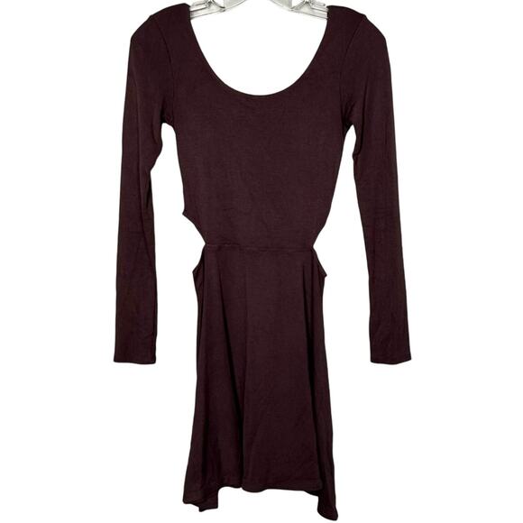 Garage Fit & Flare Mini Dress, Stretch, Long Sleeve Cut Out Purple Womens S - Picture 1 of 6